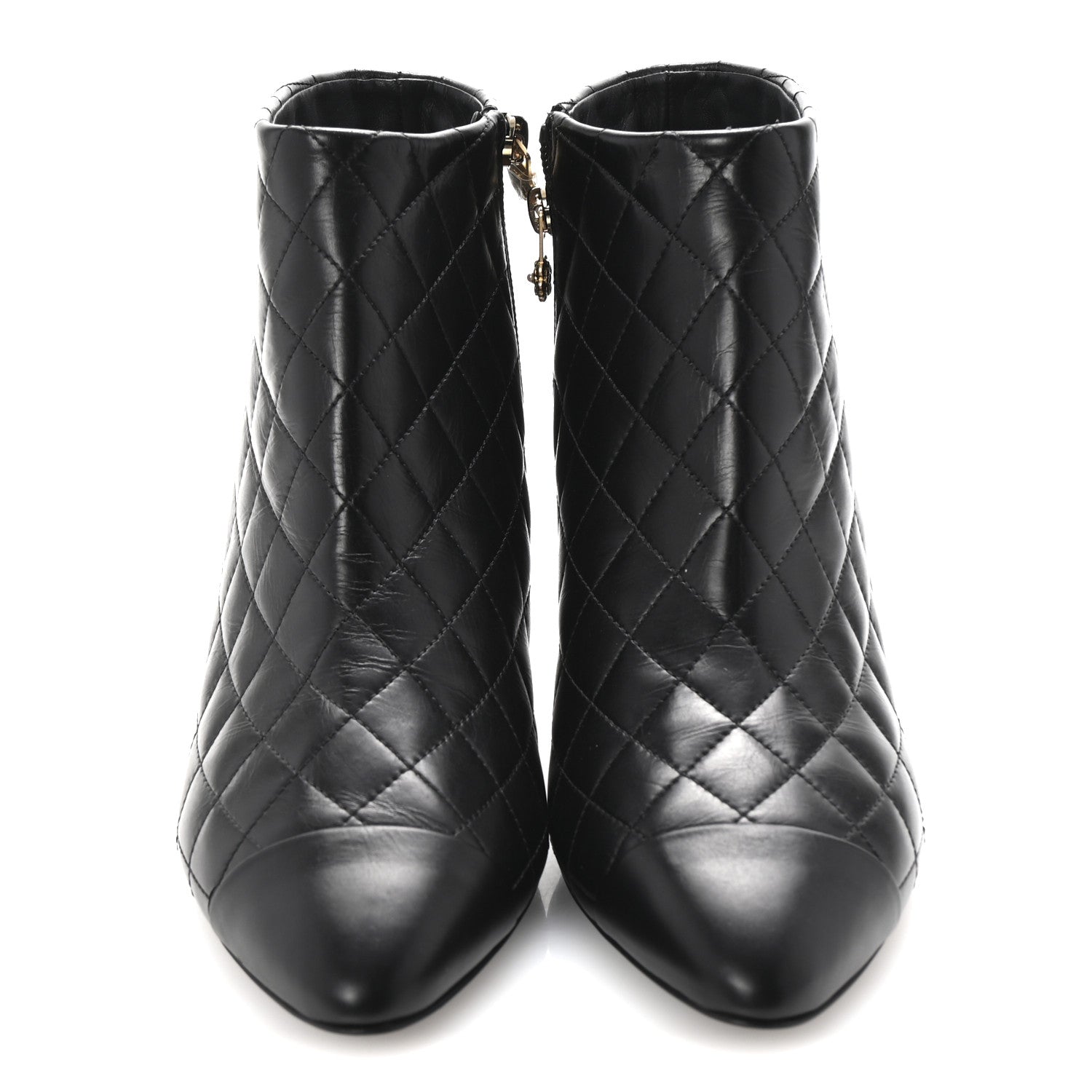 Chanel Calfskin Quilted Cap Toe Short Boots 40 Black 3 of 10