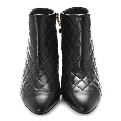 Chanel Calfskin Quilted Cap Toe Short Boots 40 Black 3 of 10
