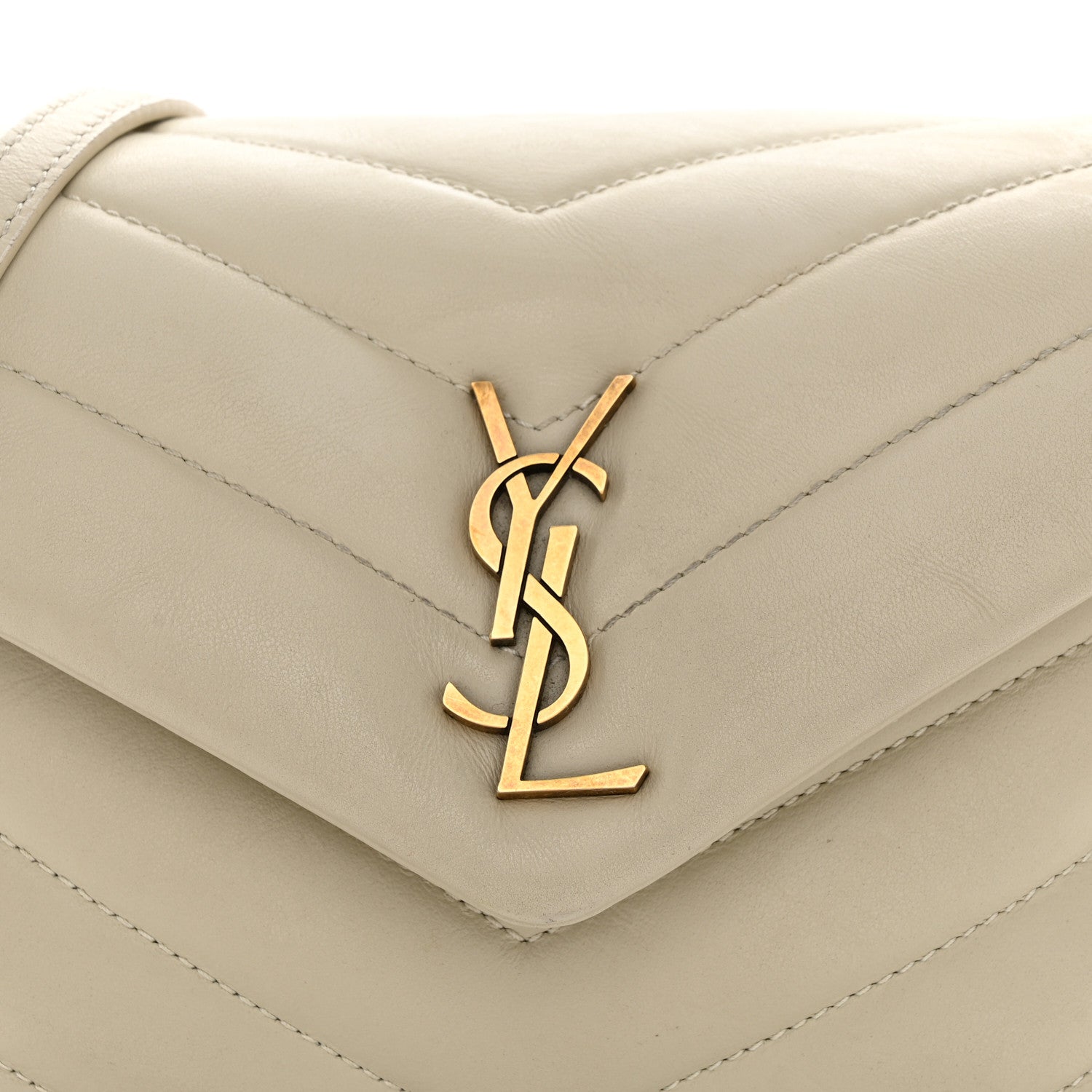 Saint Laurent Calfskin Y Quilted Monogram Toy Loulou Crossbody Bag Crema Soft 9 of 12