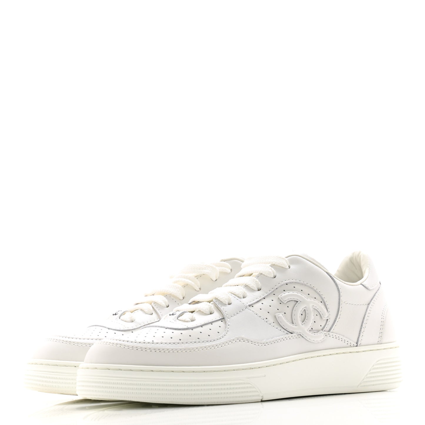 Calfskin Womens CC Sneakers 36 White