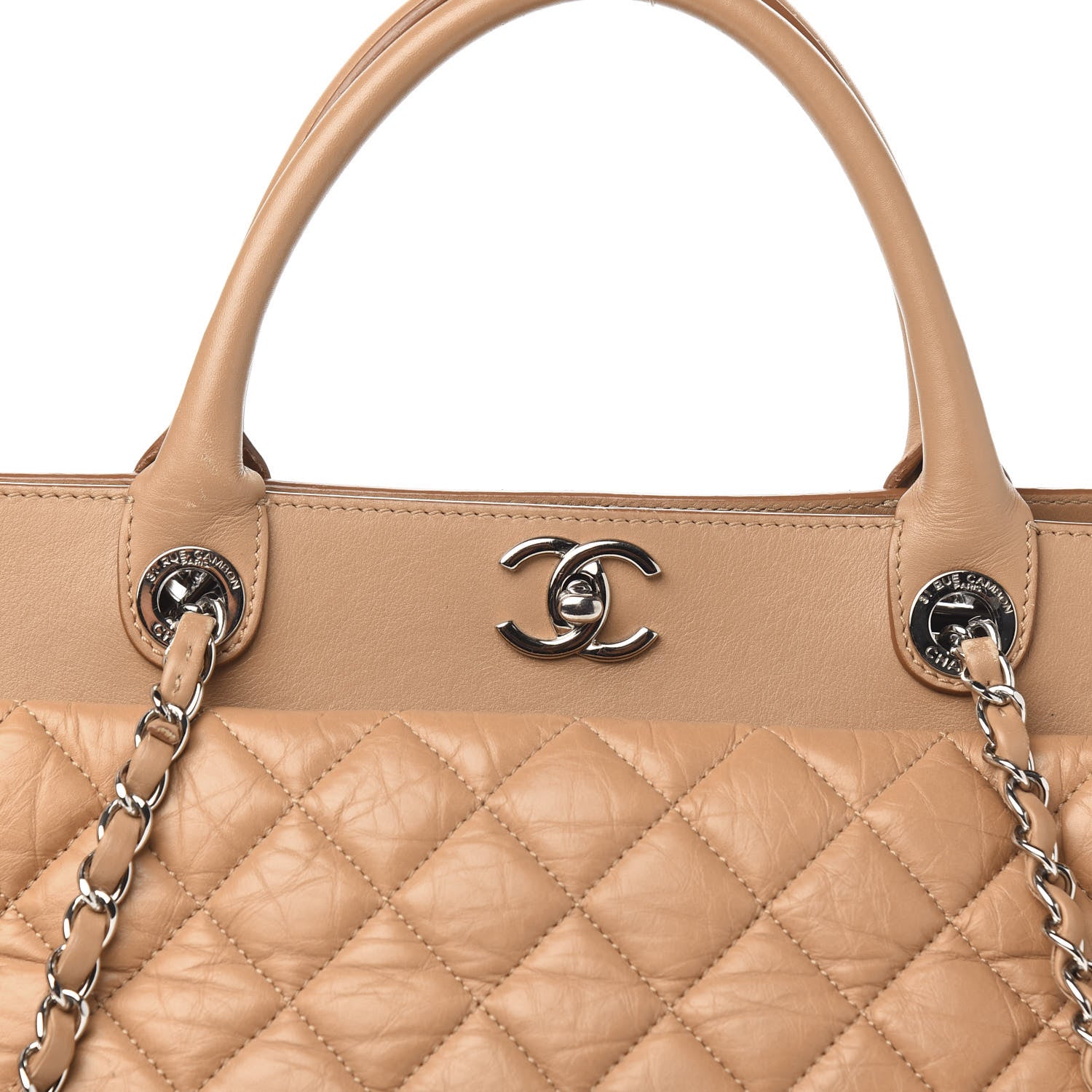 Chanel Aged Calfskin Quilted Be CC Tote Beige 9 of 9
