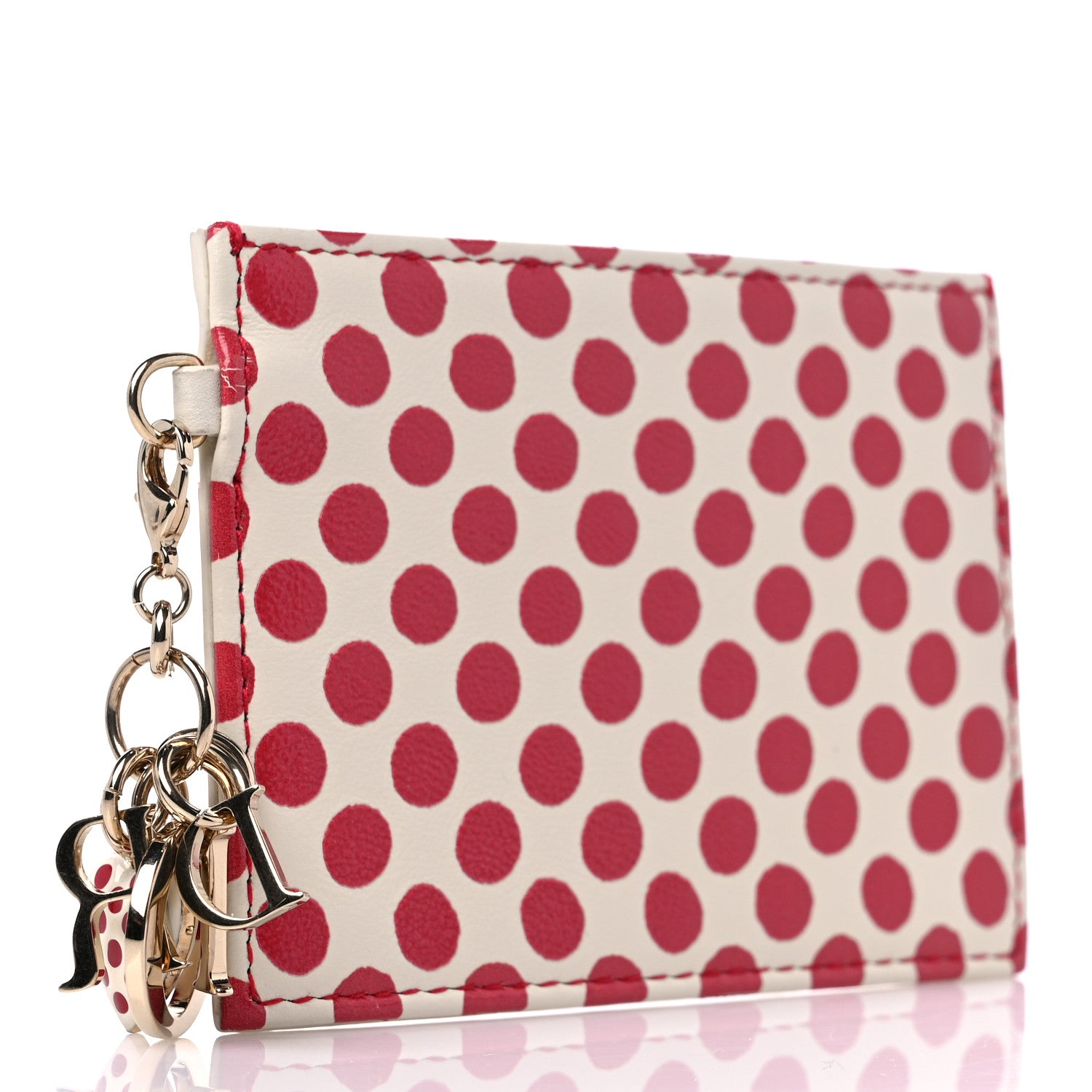 Christian Dior Calfskin DiorAmour Dots Card Holder Red White 3 of 7