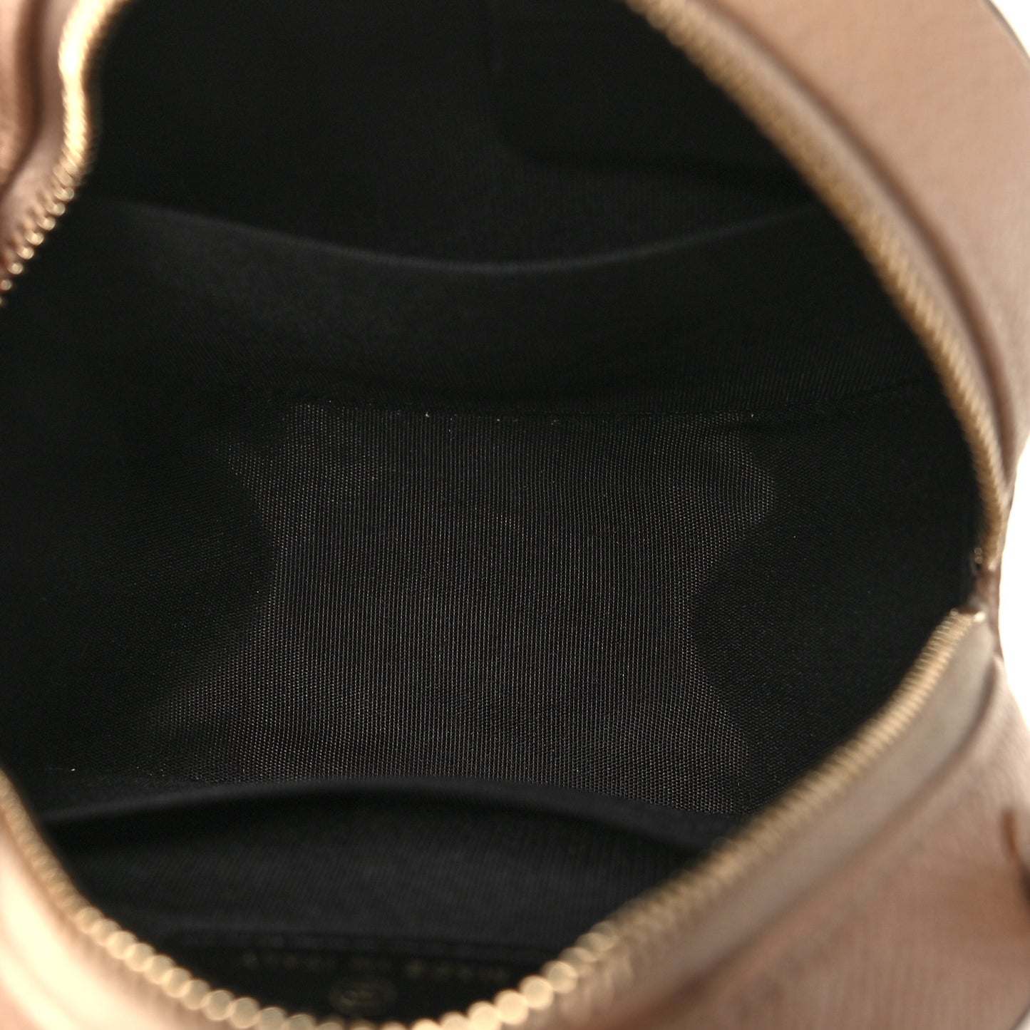 Caviar Quilted Round Filigree Crossbody Beige Black