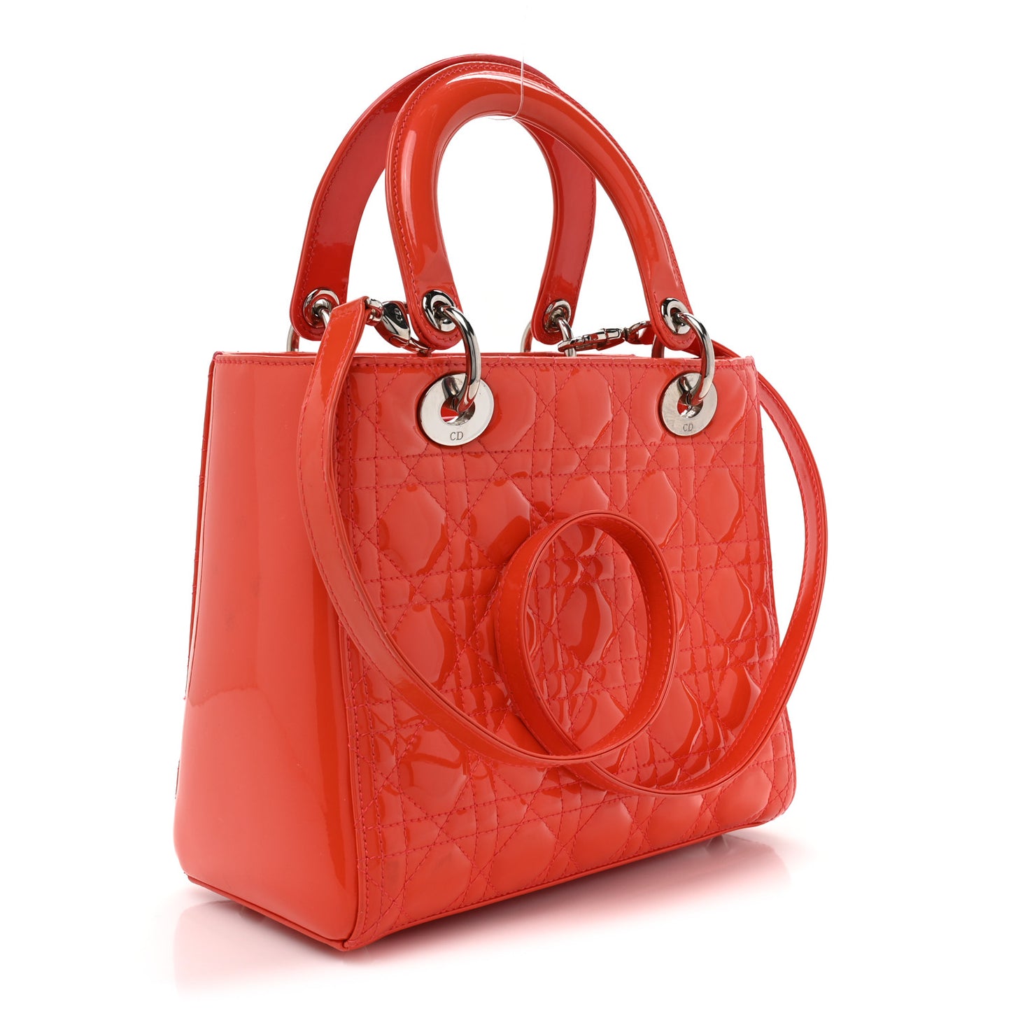 Patent Cannage Medium Lady Dior Orange
