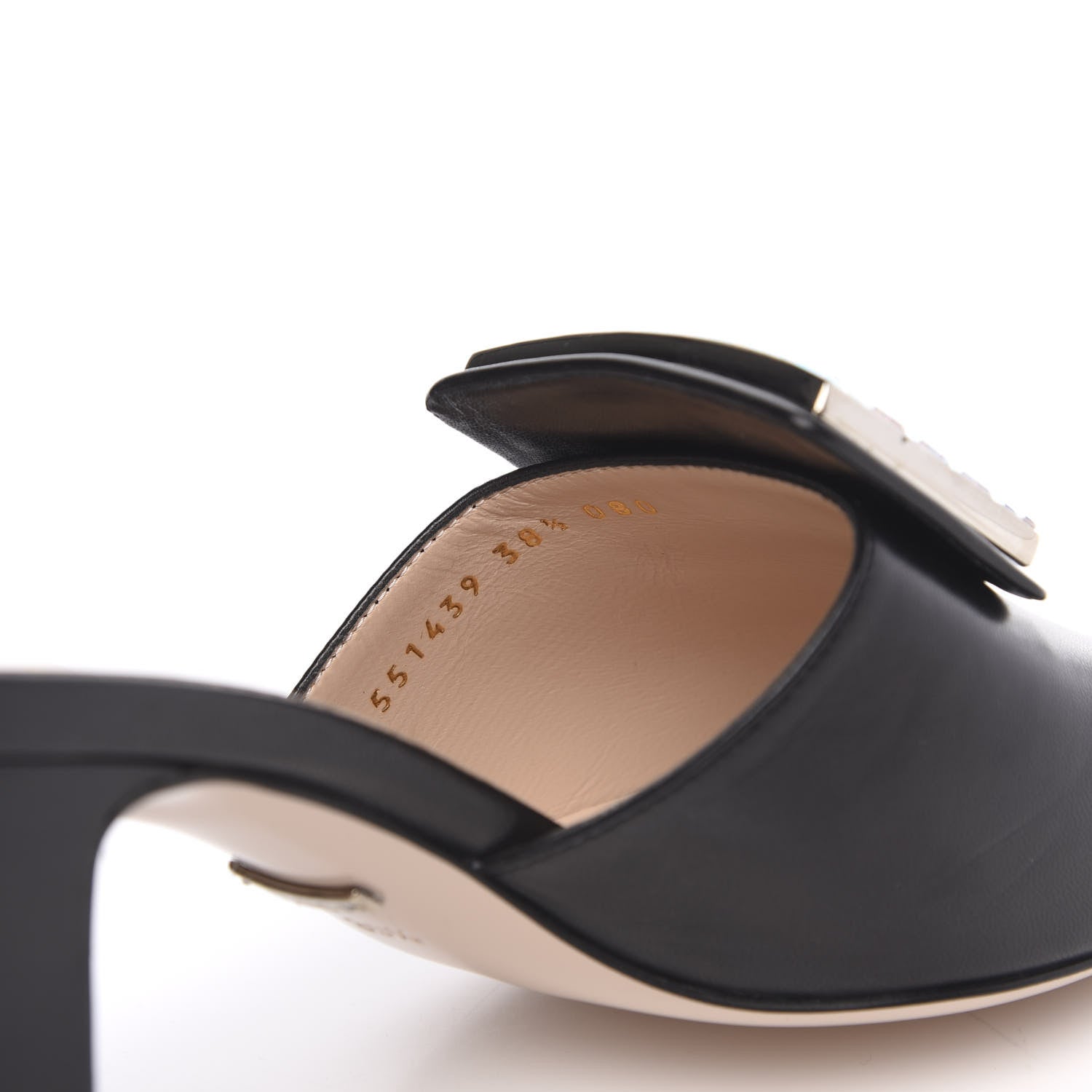 Gucci Malaga Kid Crystal Square G Madelyn Mules 38.5 Black 8 of 9