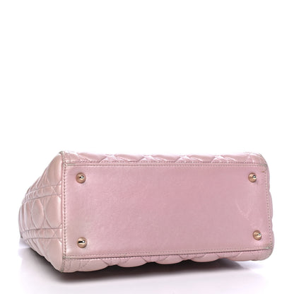 Christian Dior Pearly Lambskin Cannage Medium Lady Dior Lotus 3 of 5