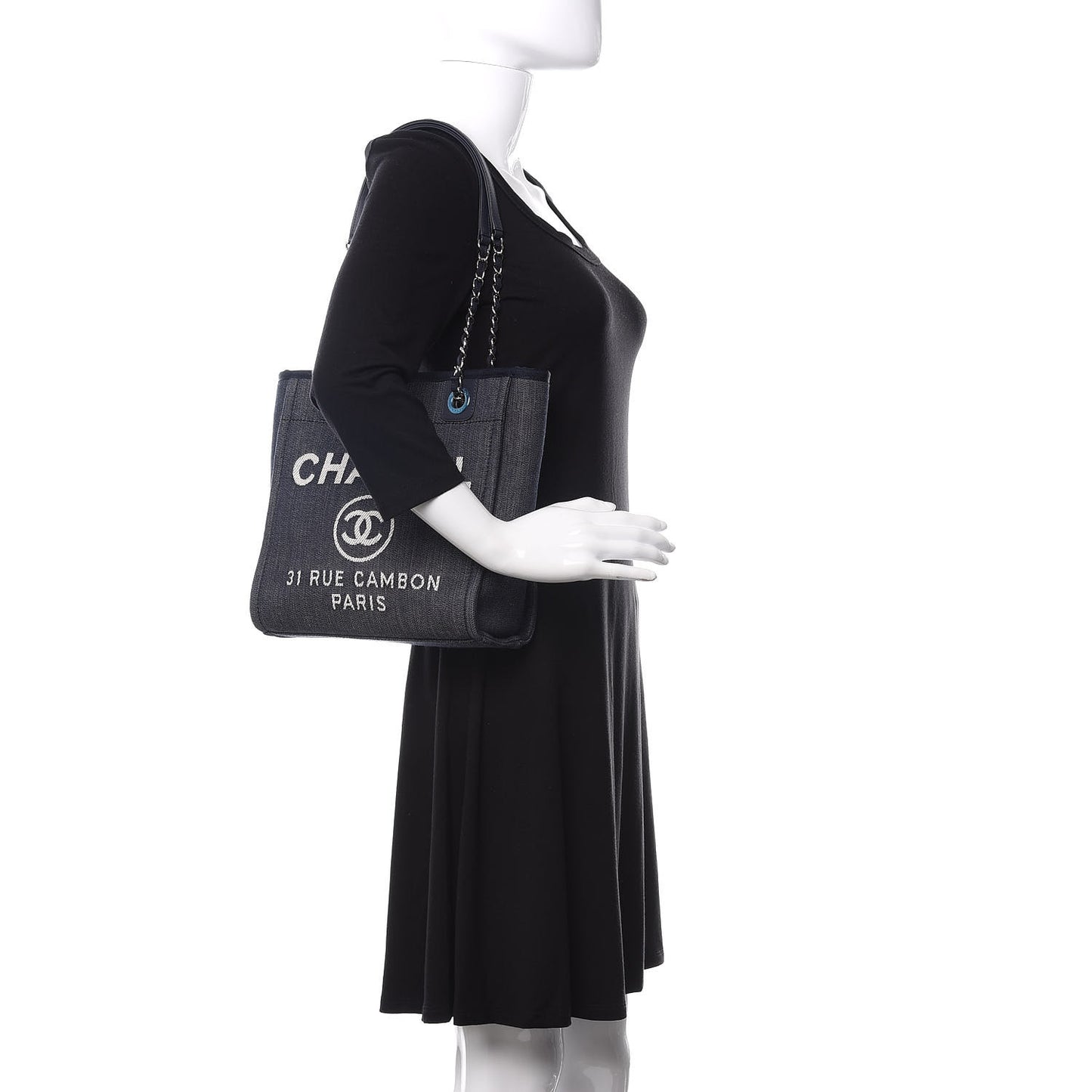 Denim Mini Deauville Tote Dark Blue