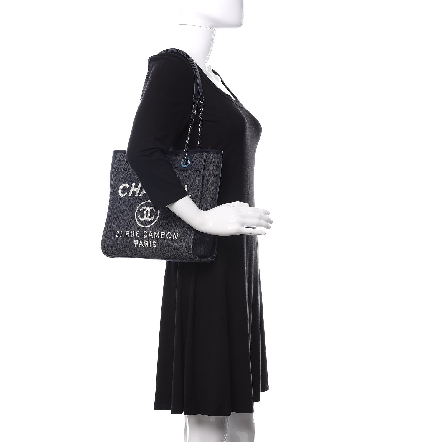 Chanel Denim Mini Deauville Tote Dark Blue 2 of 10