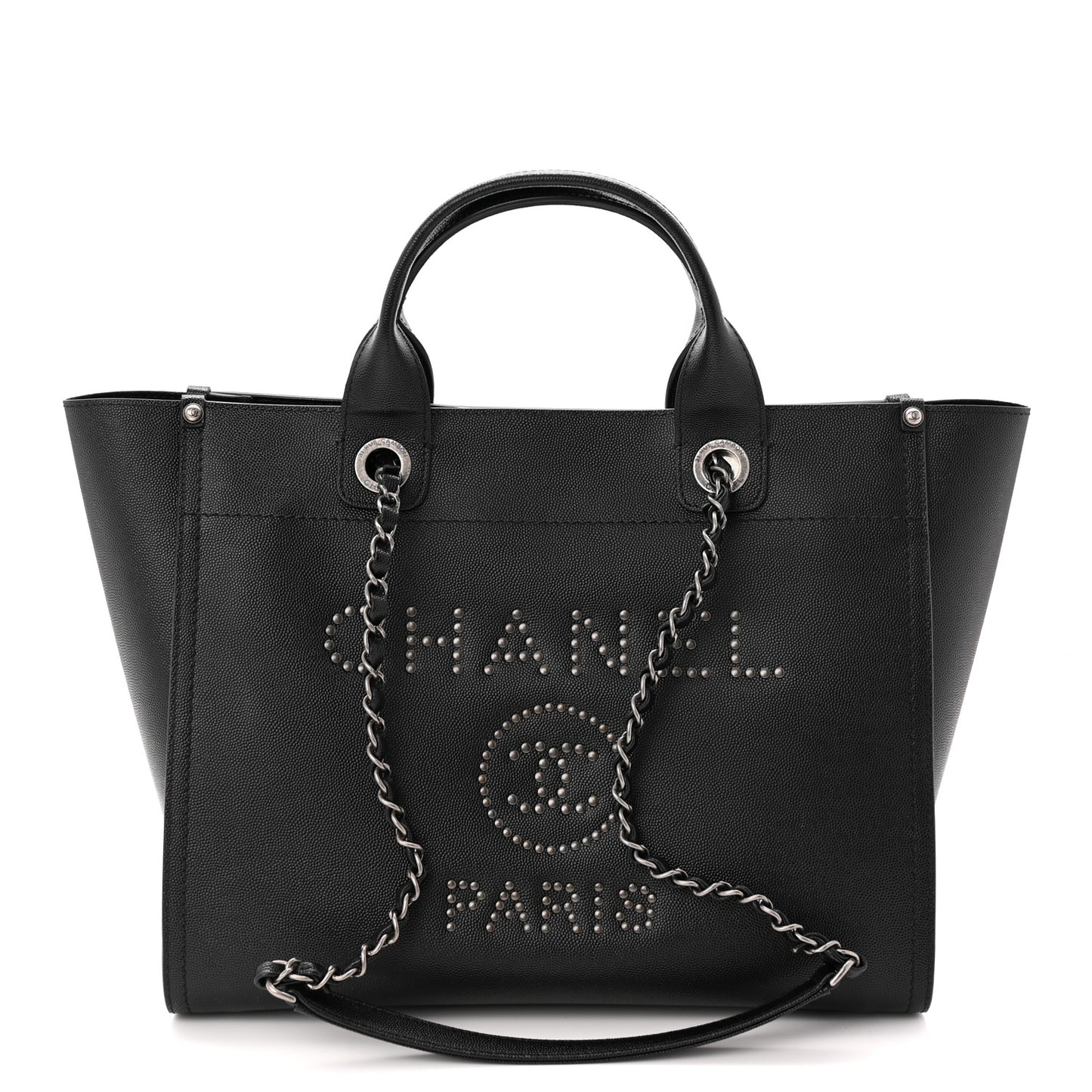 Caviar Small Studded Deauville Tote Black