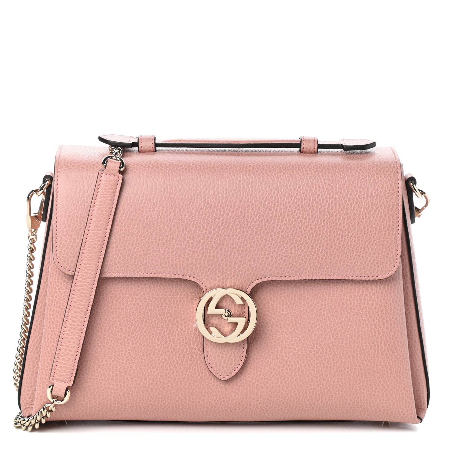 Gucci Dollar Calfskin Medium Interlocking G Top Handle Shoulder Bag Soft Pink 1 of 9