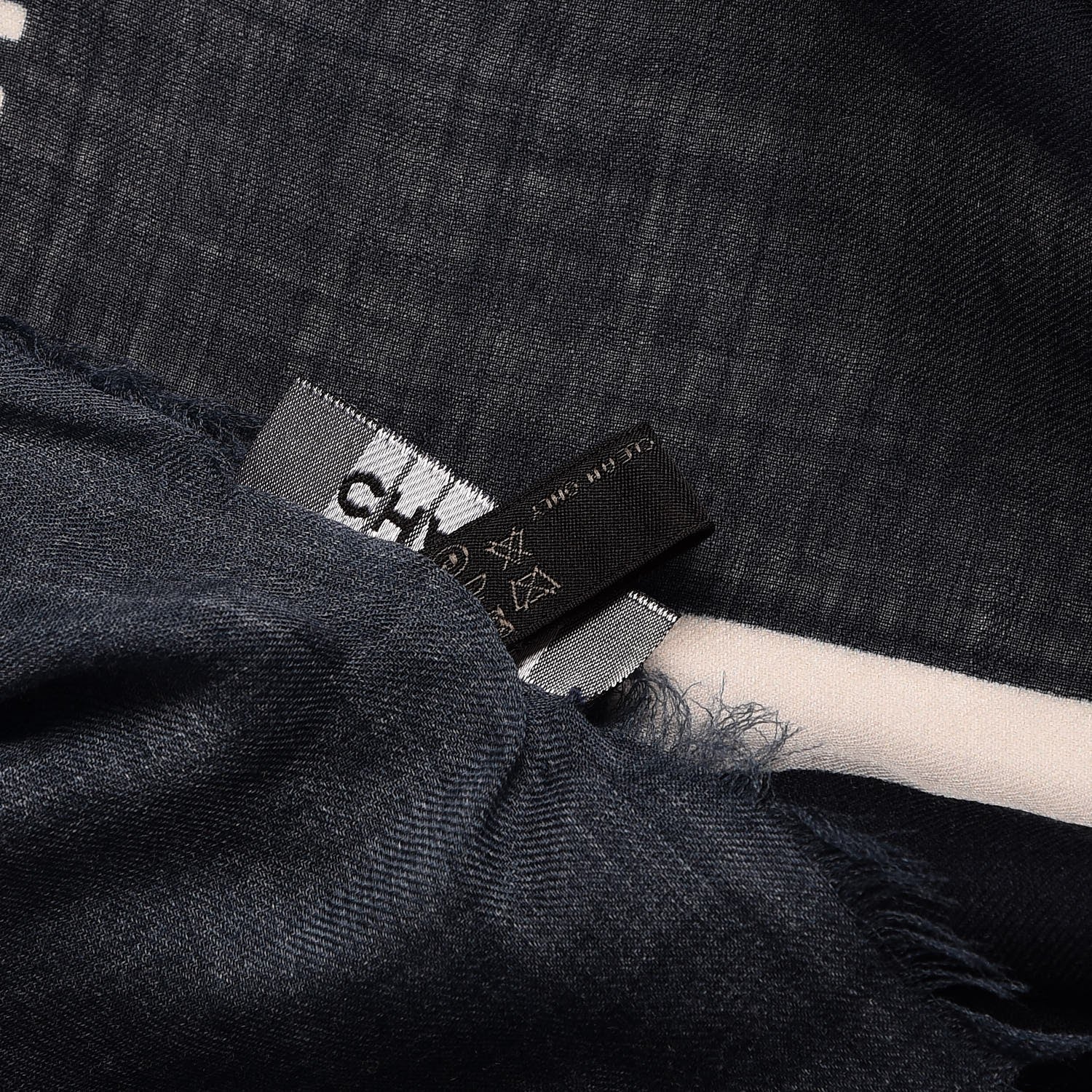 Chanel Cashmere CC Cinema Scarf Blue White 5 of 9