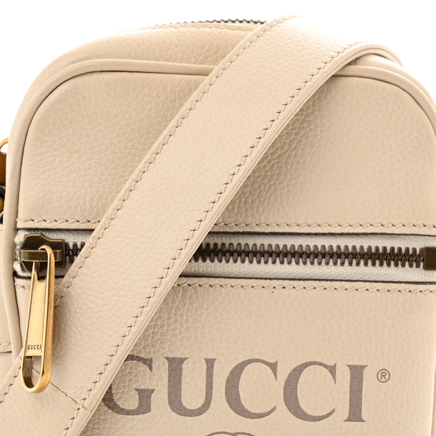 Gucci Grained Calfskin Mini Logo Messenger Bag White 8 of 14