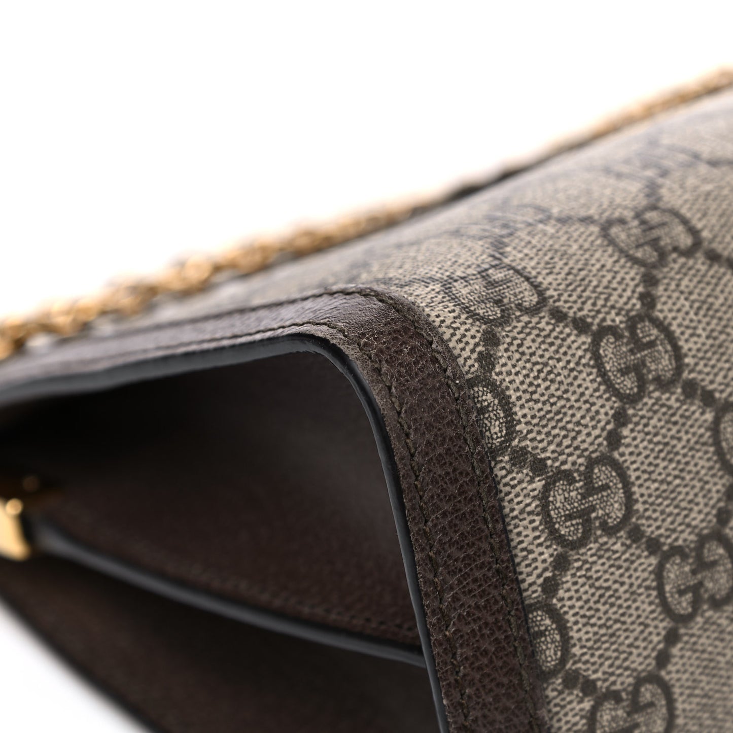 GG Supreme Monogram Web Medium Ophidia Chain Shoulder Bag Brown