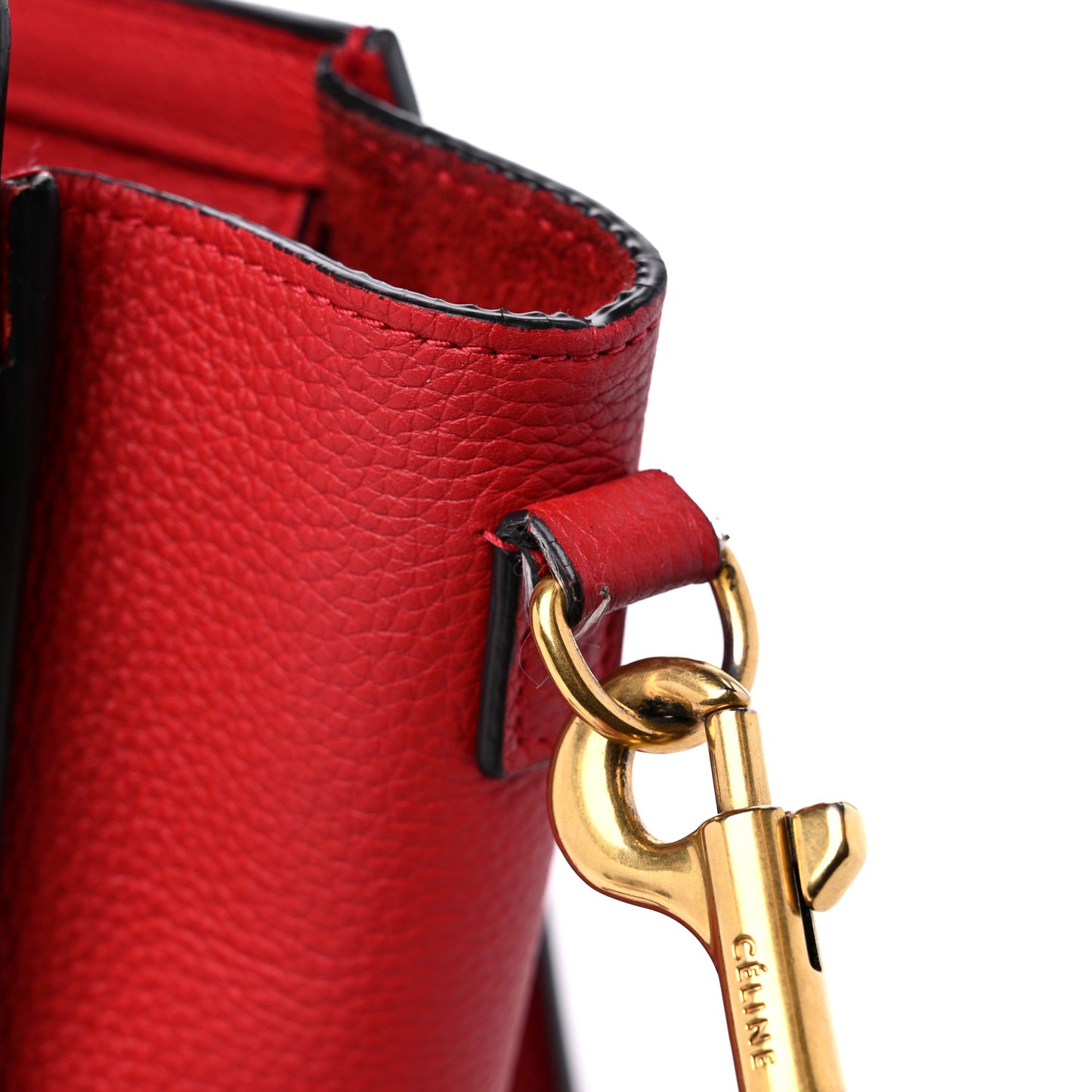 Drummed Calfskin Nano Luggage Red