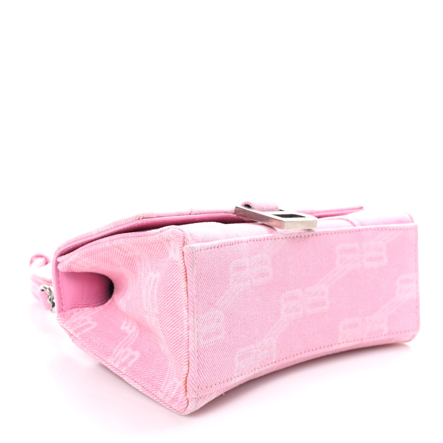 Balenciaga Washed Denim BB Monogram Hourglass Top Handle Bag XS Pink 4 of 12
