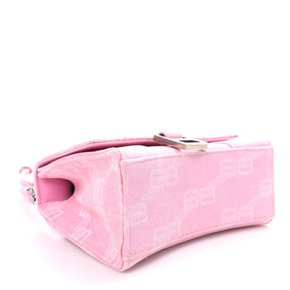 Balenciaga Washed Denim BB Monogram Hourglass Top Handle Bag XS Pink 4 of 12