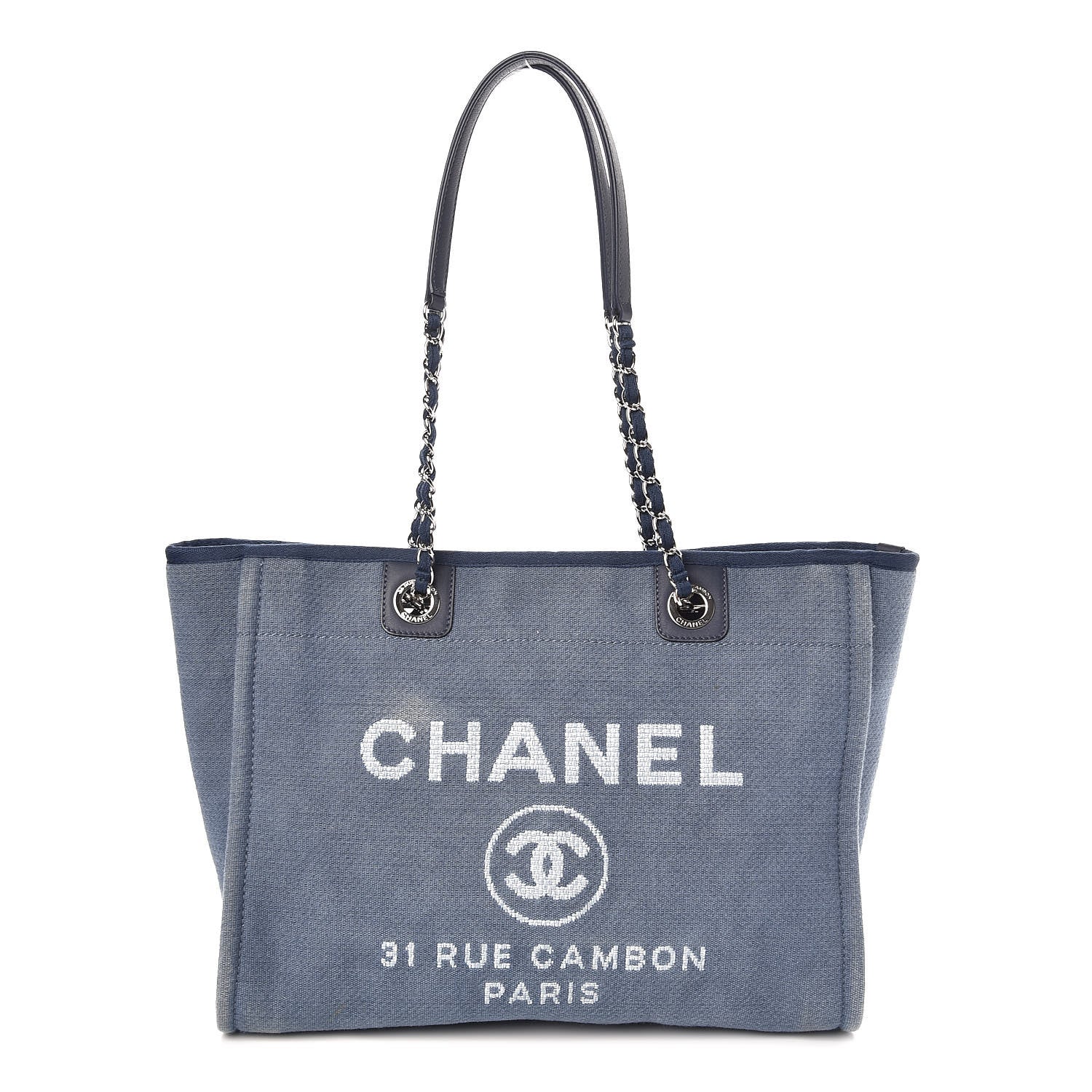 Chanel Canvas Small Deauville Tote Denim Blue 1 of 10