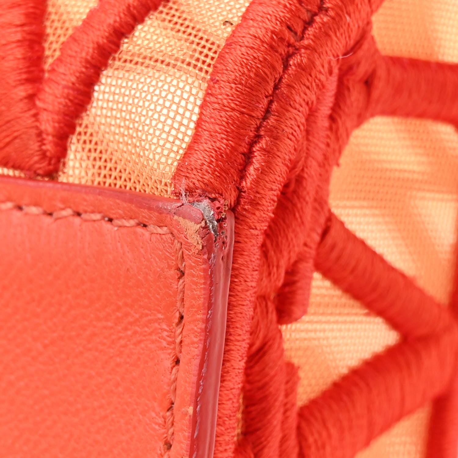 Valentino Garavani Toile Mesh Iconographe Goatskin Le Troisieme Shopping Bag Orange 13 of 14