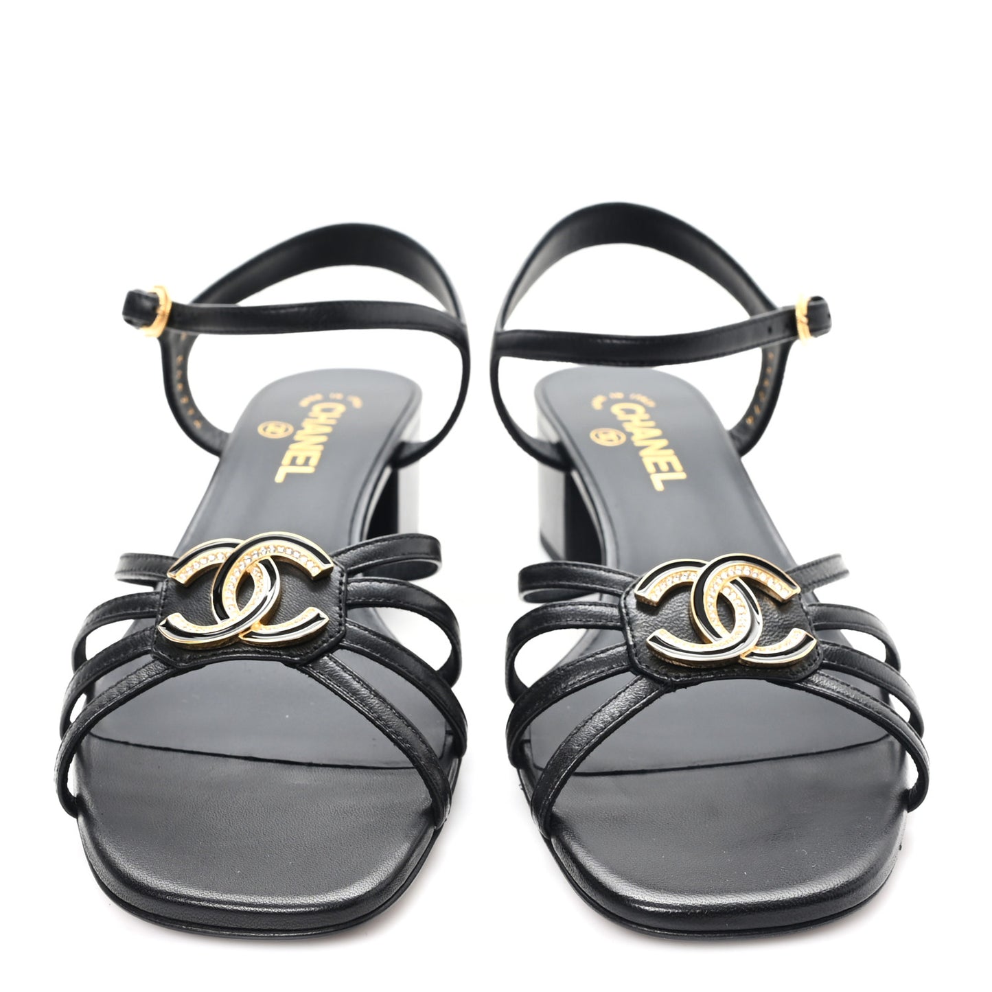 Lambskin Crystal CC Sandals 40 Black