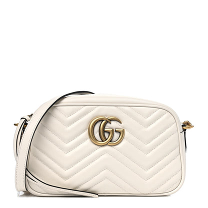 Gucci Calfskin Matelasse Small GG Marmont Chain Shoulder Bag White 1 of 4