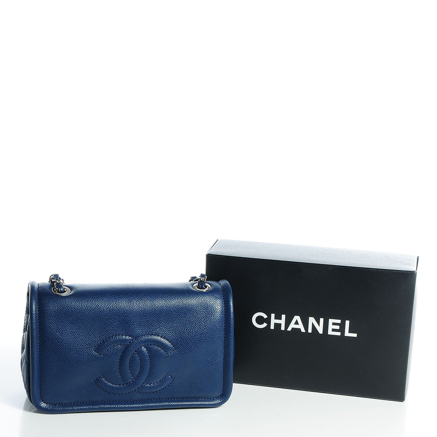 Caviar Timeless Medium Flap Navy