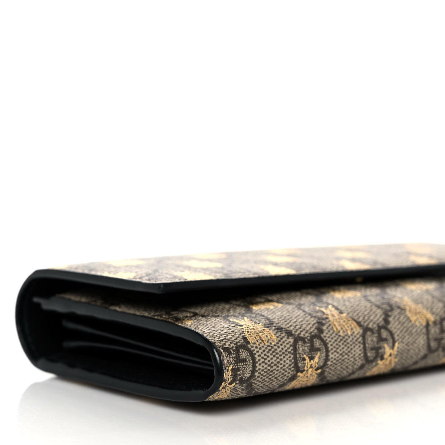 GG Supreme Monogram Bees Continental Wallet Beige Oro Black