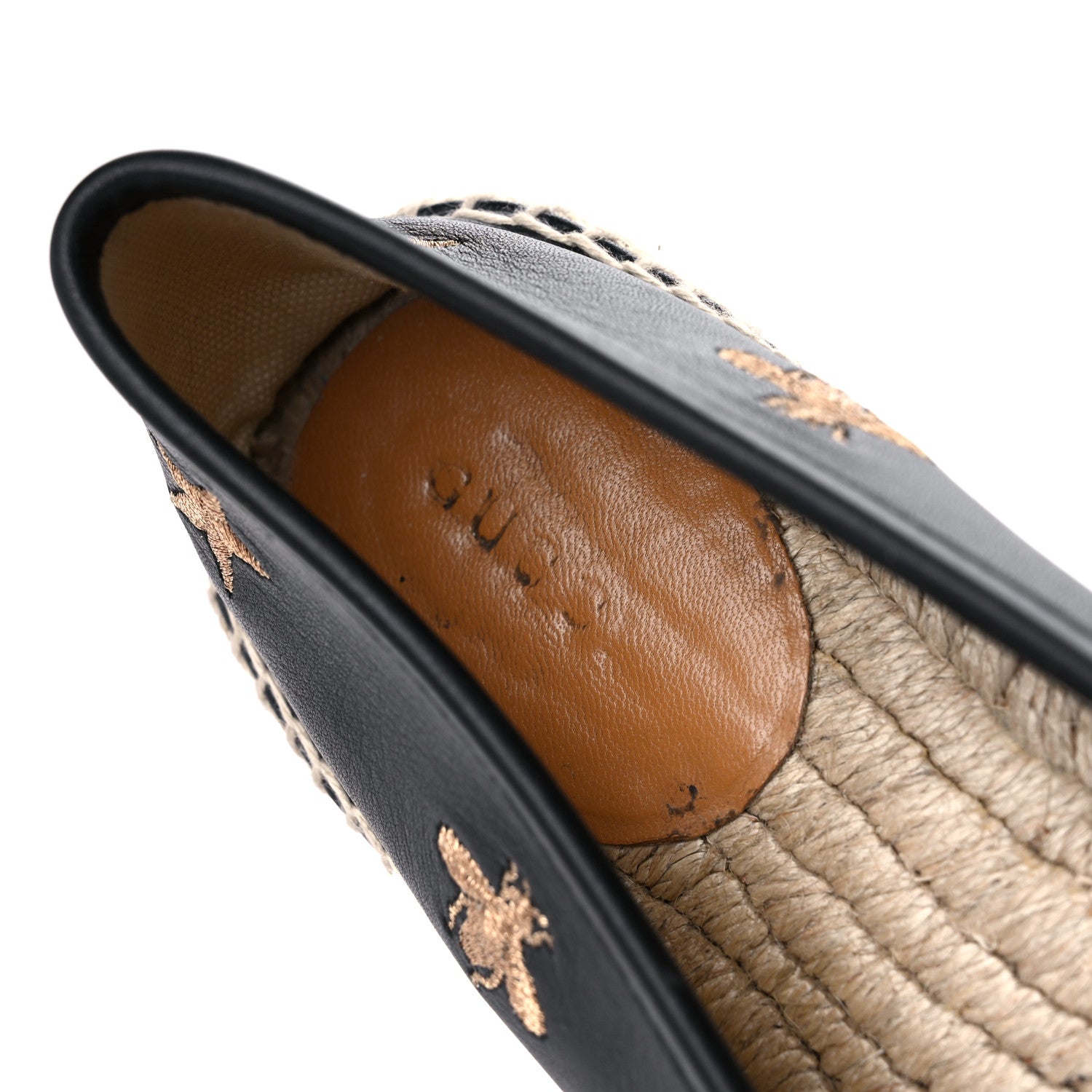 Gucci Calfskin Bee Star Embroidered Espadrilles 37 Black 11 of 12