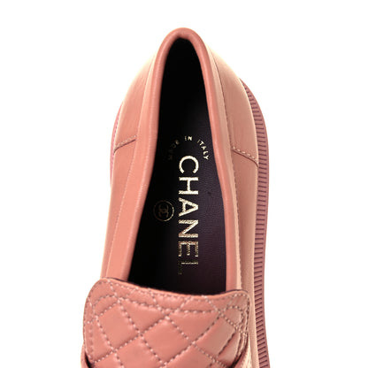 Chanel Lambskin Quilted CC Turnlock Loafers 38.5 Dark Pink 7 of 9