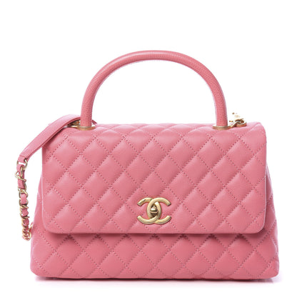 Chanel Caviar Lizard Embossed Quilted Small Coco Handle Flap Pink 1 of 12