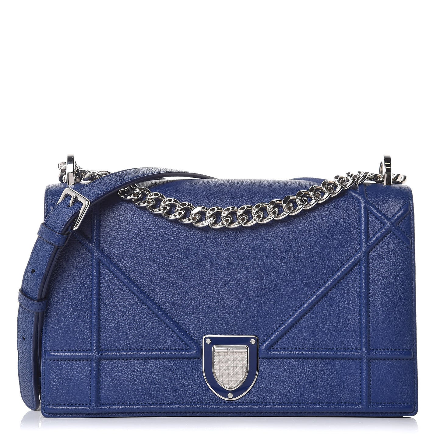 Grained Calfskin Medium Diorama Flap Bag Bleu De Minuit