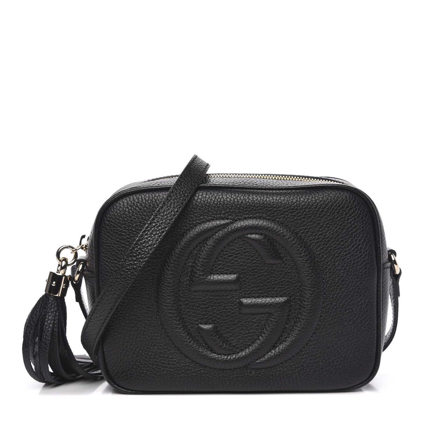 Pebbled Calfskin Small Soho Disco Bag Black