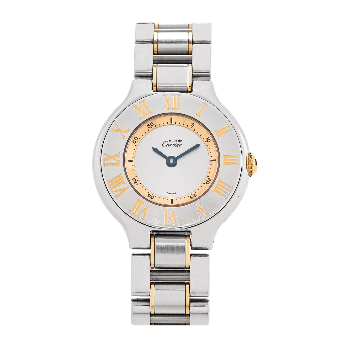 Stainless Steel 18K Yellow Gold 28mm Must de 21 Quartz Watch