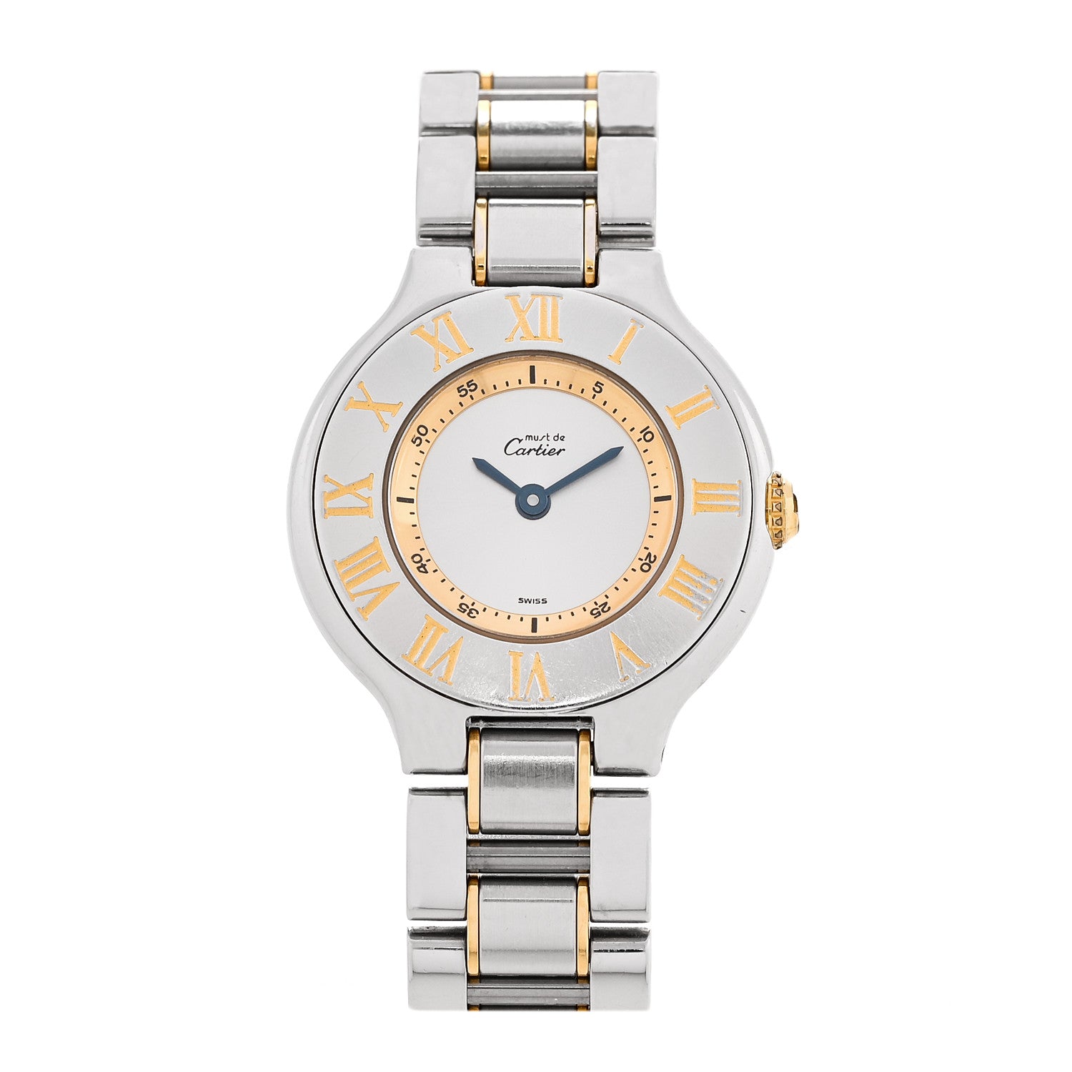 Cartier Stainless Steel 18K Yellow Gold 28mm Must de 21 Quartz Watch 1 of 4