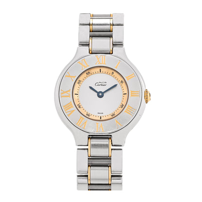 Cartier Stainless Steel 18K Yellow Gold 28mm Must de 21 Quartz Watch 1 of 4