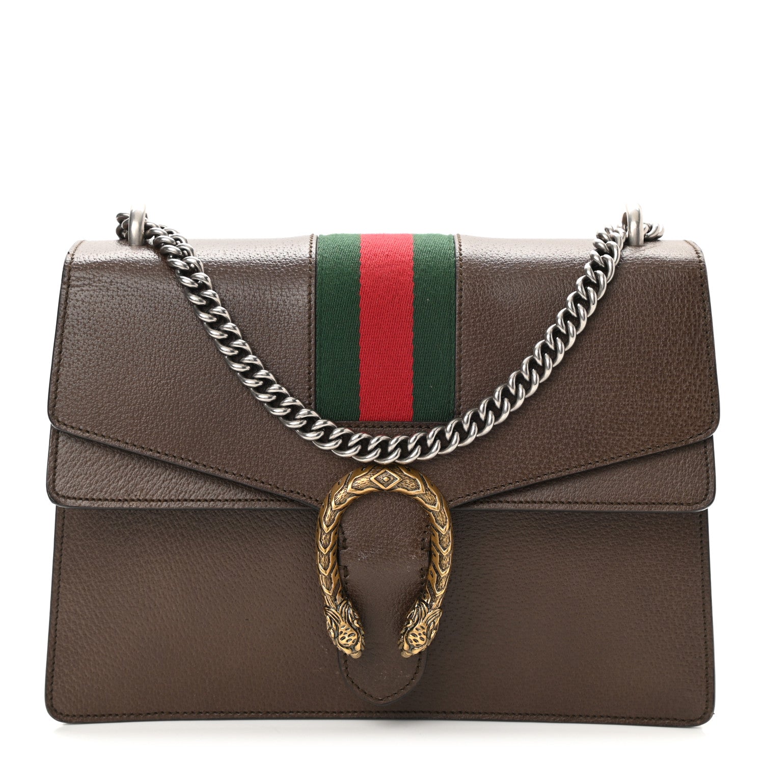 Gucci Textured Calfskin Web Medium Dionysus Shoulder Bag New Acero 1 of 10