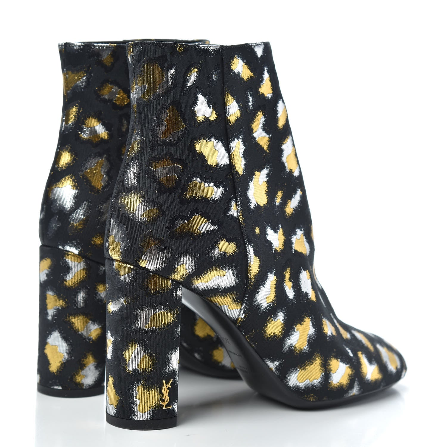 Saint Laurent Jacquard Leopard Loulou Ankle Boots 35.5 Oro 4 of 8