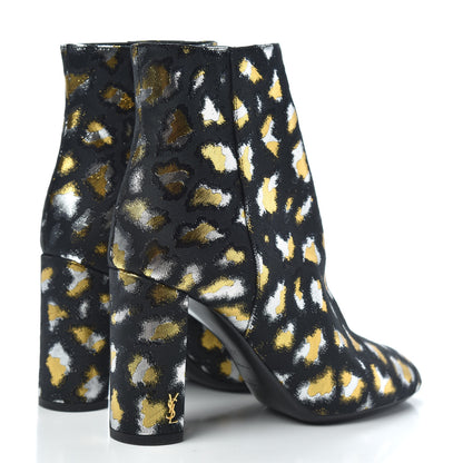 Saint Laurent Jacquard Leopard Loulou Ankle Boots 35.5 Oro 4 of 8