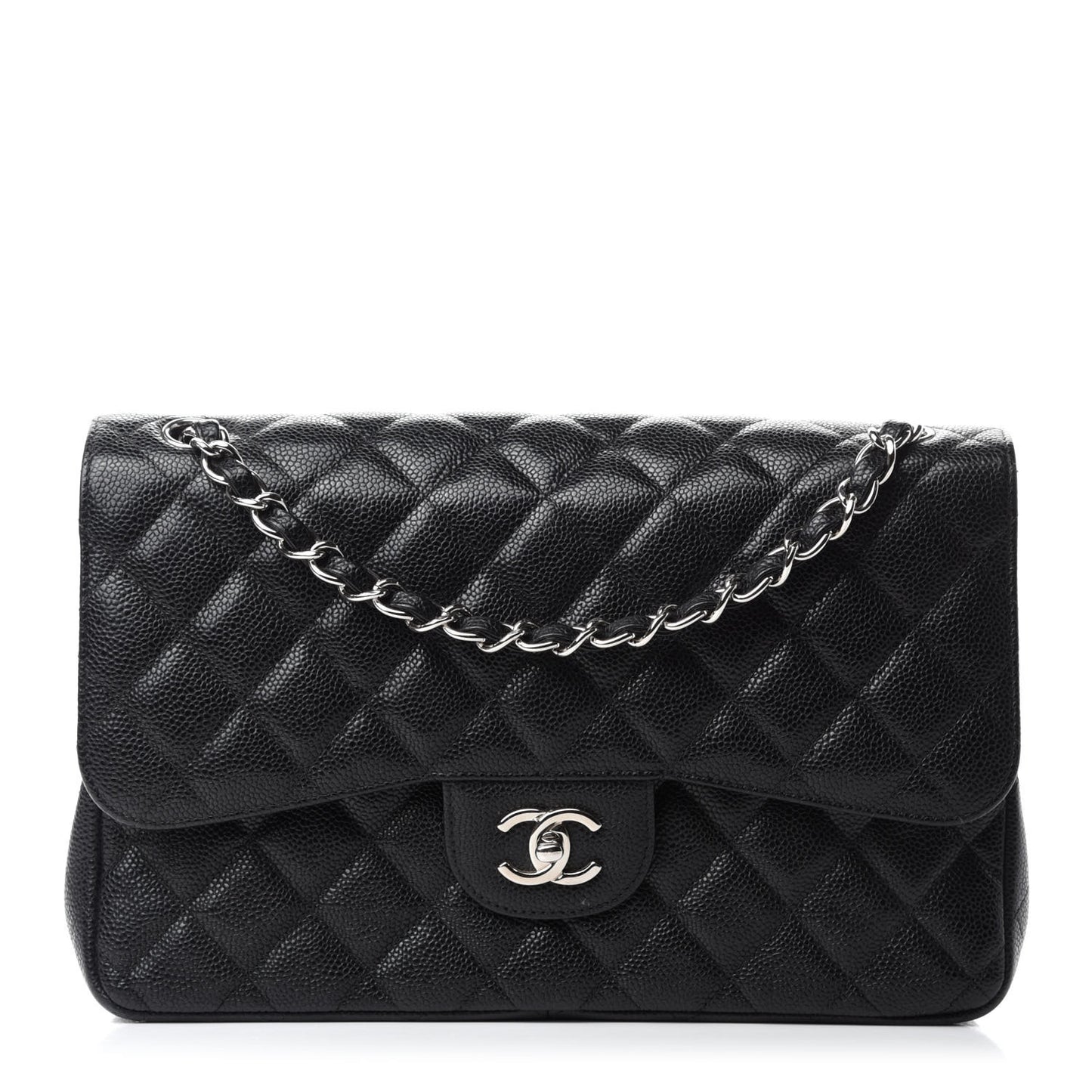 Caviar Quilted Jumbo Double Flap Black