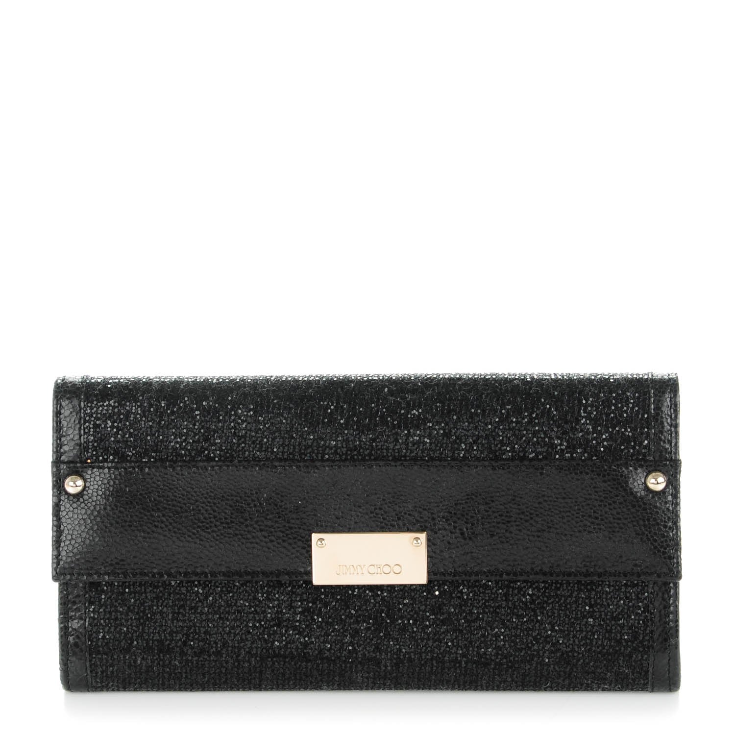 Jimmy Choo Glitter Fabric Reese Clutch Black 1 of 7