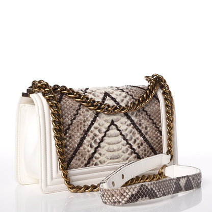 Chanel Python Chevron Stitched Medium Boy Flap Brown 3 of 7