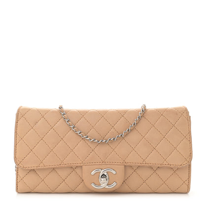 Chanel Lambskin Quilted Clutch with Chain Flap Beige 1 of 17