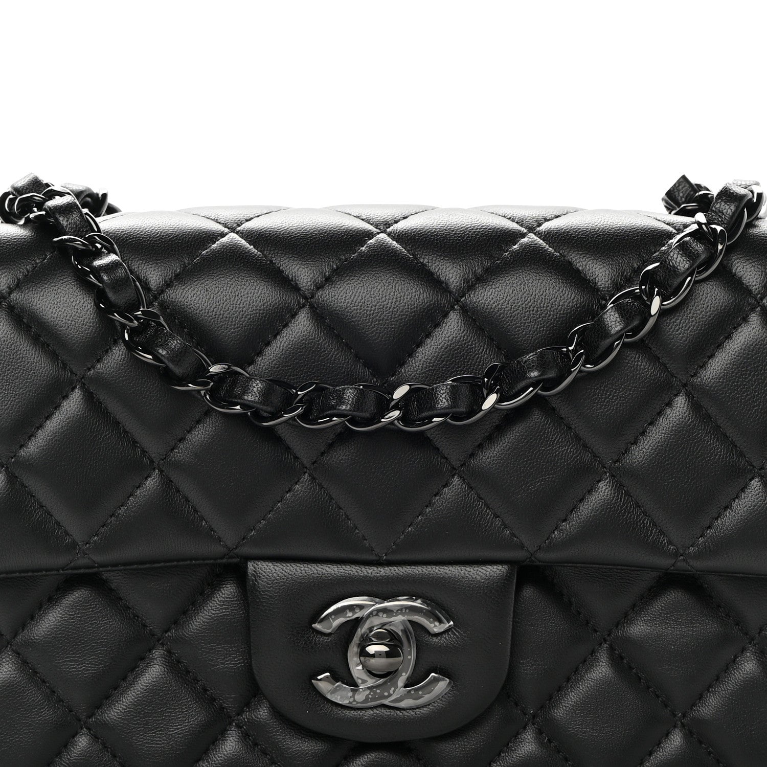 Chanel Lambskin Quilted Mini Rectangular Flap So Black 8 of 13