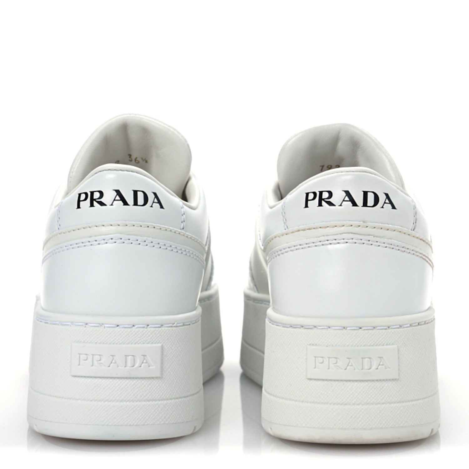 Prada Vitello Rois Triangle Womens Downtown Platform Low Top Sneakers 36.5 White 12 of 28