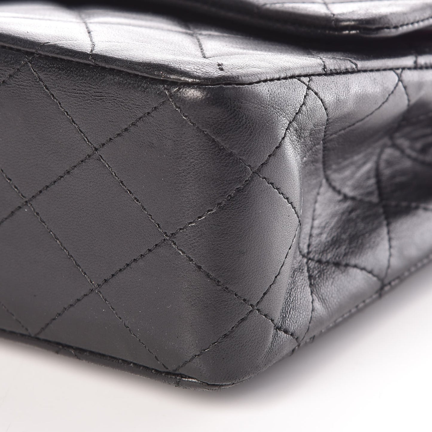 Lambskin Quilted Medium Double Flap Black