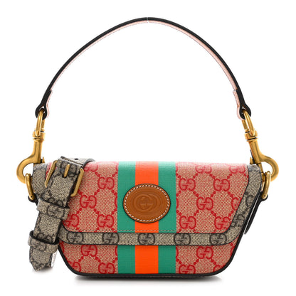 Gucci X DANS LE VERT GG Supreme Monogram Cuoio Web Mini Retro Interlocking G Top Handle Beige Rosso Ebony Harness Brown 1 of 11
