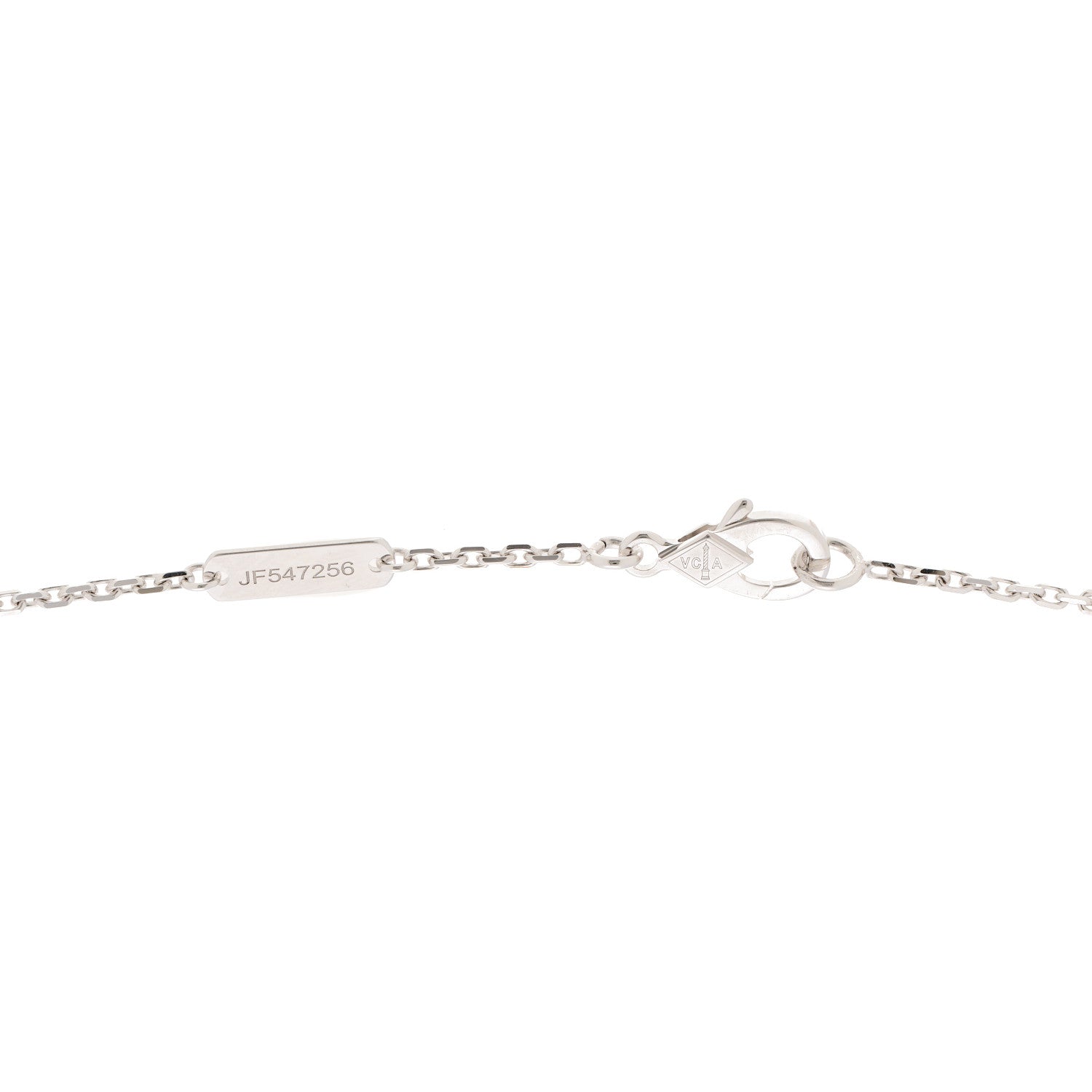 Van Cleef & Arpels 18K White Rose Gold Diamond Guilloche Vintage Alhambra Pendant Necklace 4 of 6