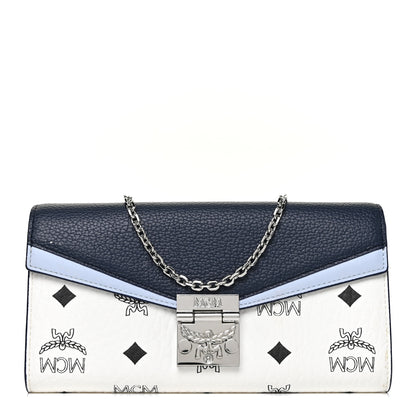 MCM Calfskin Visetos Monogram Millie Color Block Crossbody Bag White Mood Indigo 1 of 10