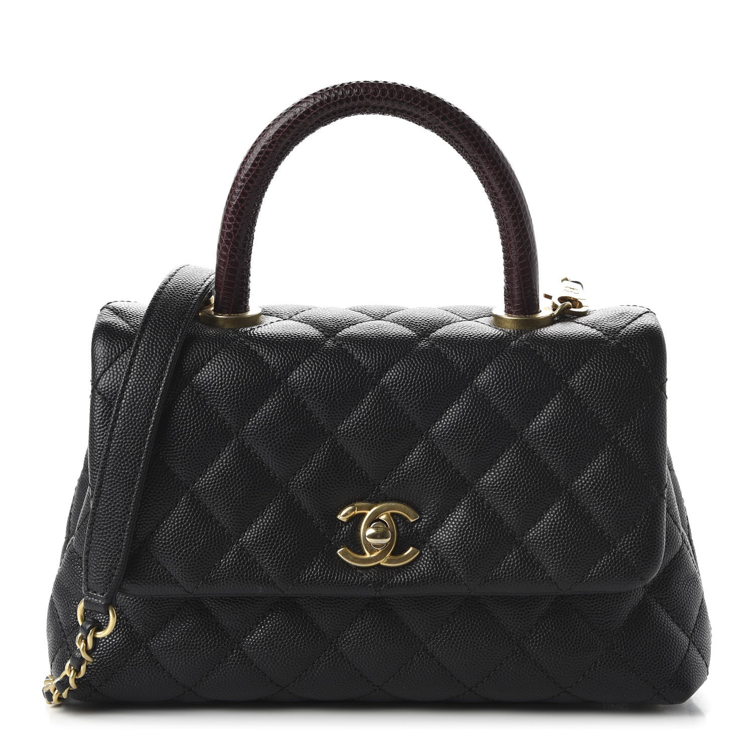 Chanel Caviar Lizard Embossed Quilted Mini Coco Handle Flap Black 1 of 10