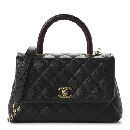 Chanel Caviar Lizard Embossed Quilted Mini Coco Handle Flap Black 1 of 10