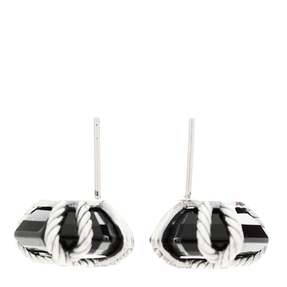David Yurman Sterling Silver Diamond Black Onyx 14mm Cable Wrap Earrings 3 of 4